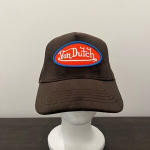 Von Dutch Dark Brown Cap with Red and Blue Logo